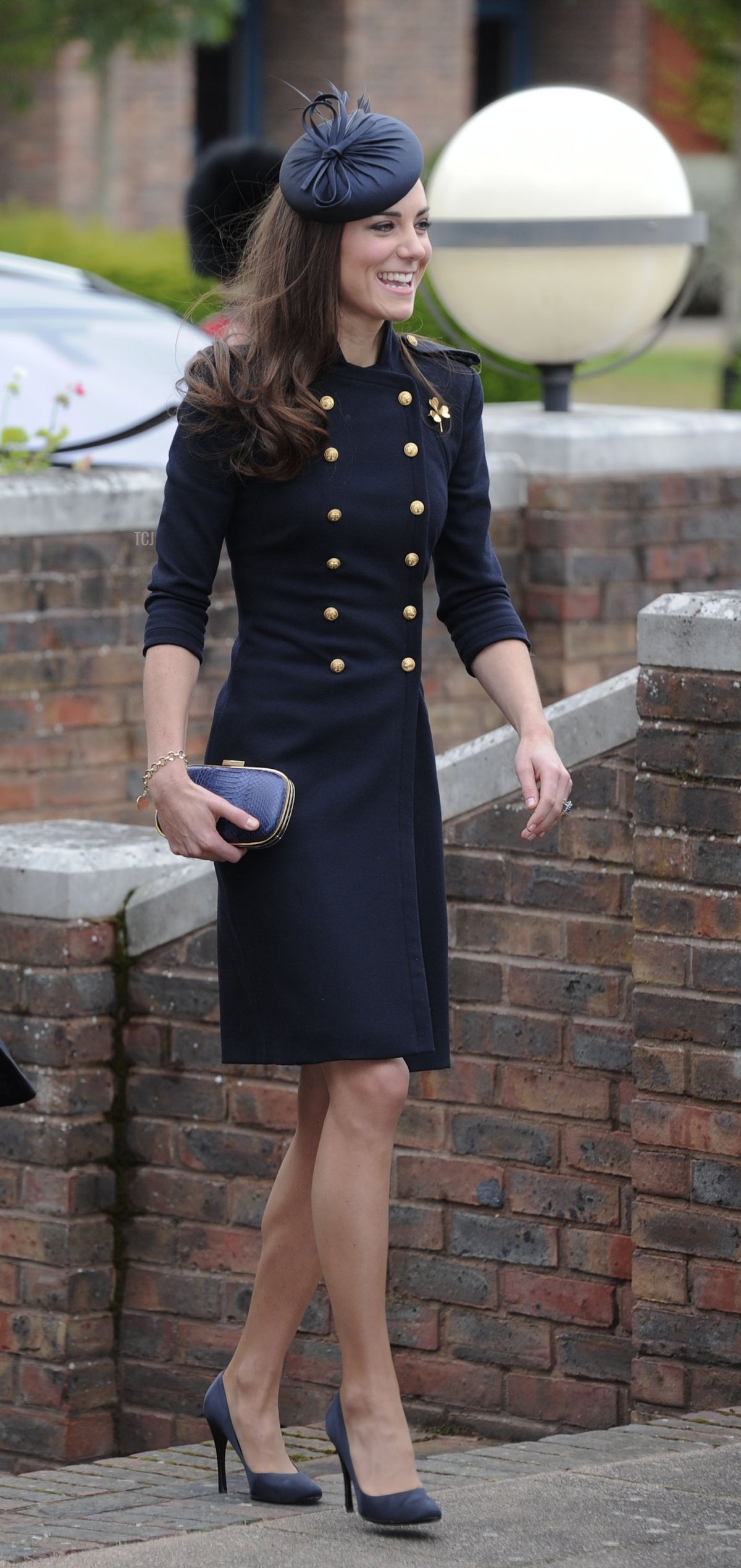 The Duchess of Cambridge arrives at Victoria Barracks in Windsor, west of London, on June 25, 2011, to attend a medal parade for the 1st Battalion Irish Guards Regiment