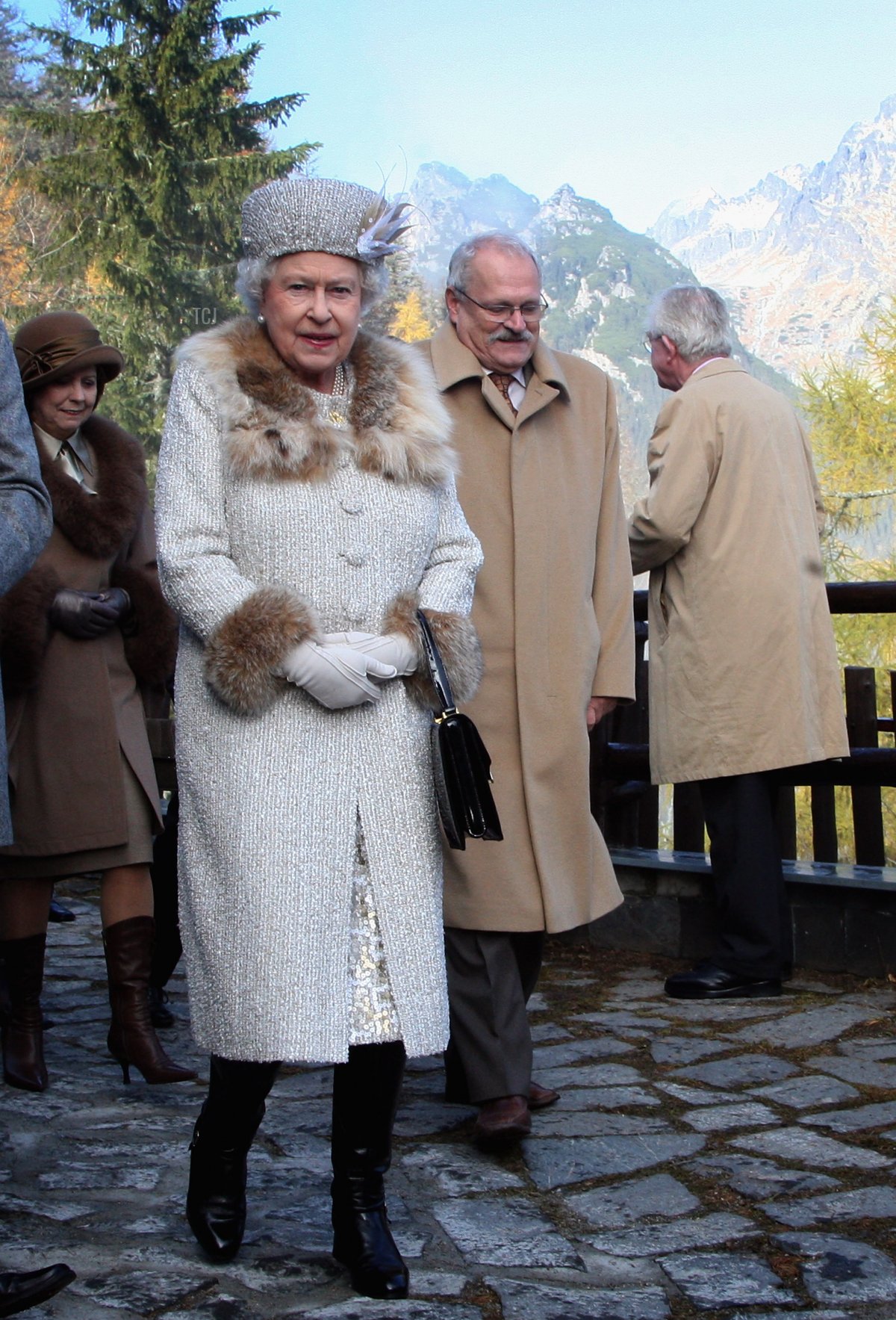 Queen Elizabeth II and President of Slovakia Ivan Gasparovic tour Hrebienok Ski Resort on the second day of a tour of Slovakia on October 24, 2008 in Bratislava, Slovakia