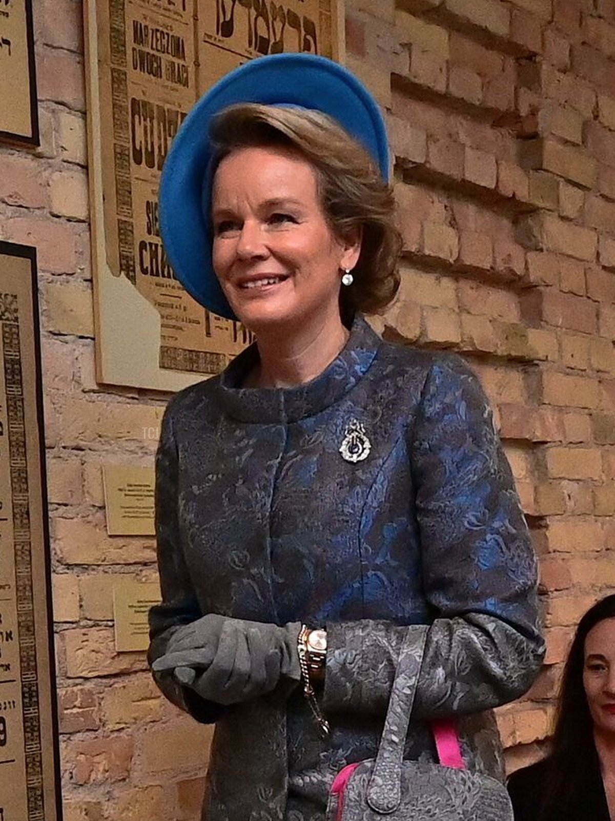 Queen Mathilde of Belgium and Diana Nausediene, wife of Lithuania President Gitanas Nauseda pictured during a visit to the Vilna Gaon Museum of Jewish History on the first day of the official state visit of the Belgian Royal Couple to the Republic of Lithuania, Monday 24 October 2022, in Vilnius