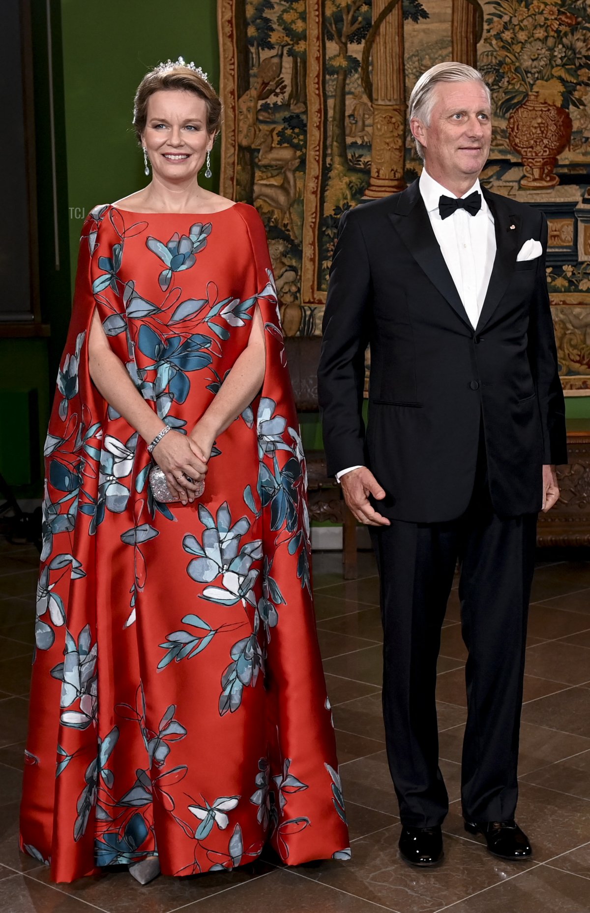 Diana Nausediene, wife of Lithuania President Gitanas Nauseda, Queen Mathilde of Belgium, King Philippe - Filip of Belgium and Lithuania President Gitanas Nauseda pictured during the state dinner at the Palace of the Grand Dukes of Lithuania, on the first day of the official state visit of the Belgian Royal Couple to the Republic of Lithuania, Monday 24 October 2022, in Vilnius
