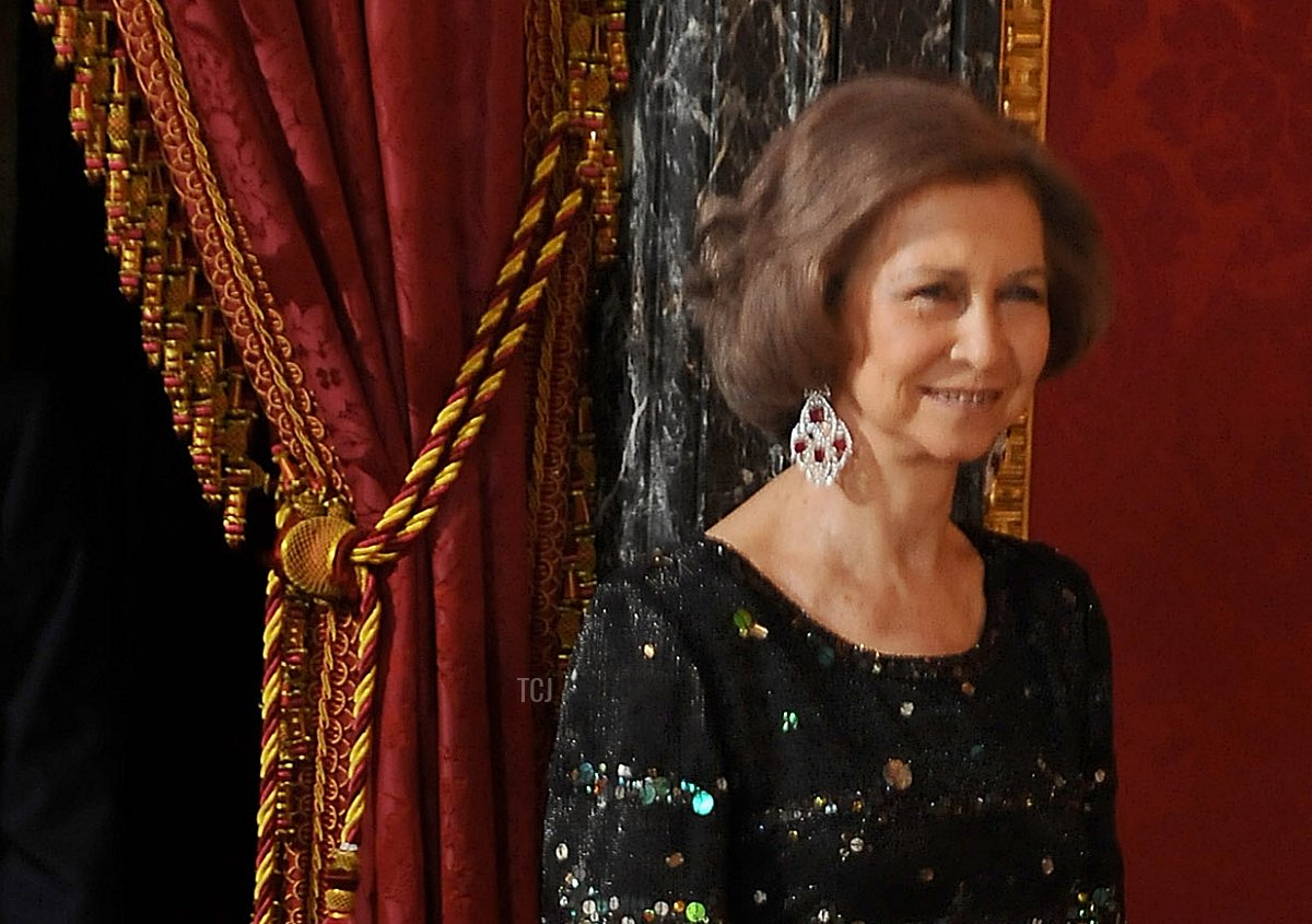 Queen Sofia of Spain receives Saudi Arabia King on July 15, 2008 at the Royal Palace in Madrid, Spain