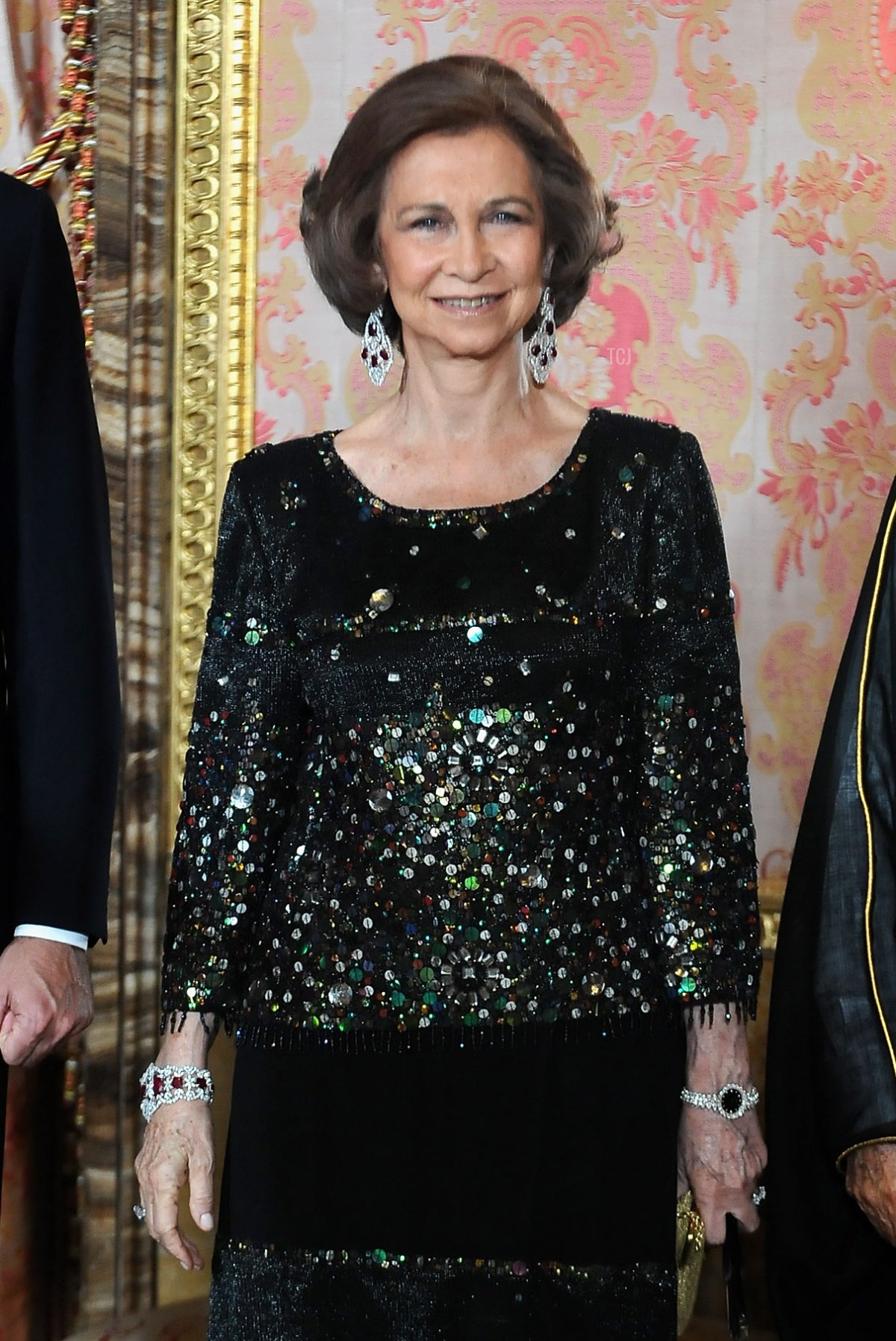 Queen Sofia of Spain receives Saudi Arabia King on July 15, 2008 at the Royal Palace in Madrid, Spain