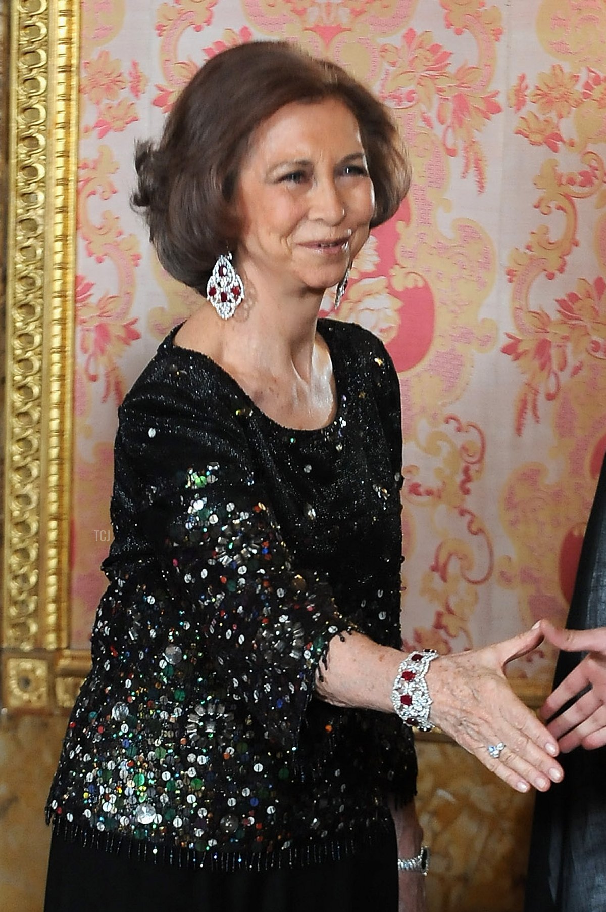 Queen Sofia of Spain receives Saudi Arabia King on July 15, 2008 at the Royal Palace in Madrid, Spain