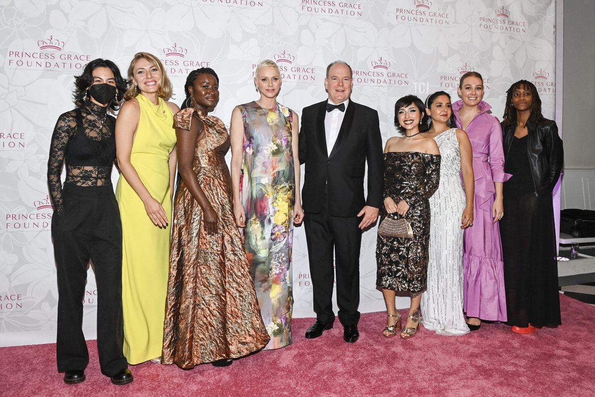 Jeanette Fantone, Katie Mathews, Jahmil Eady, Princess Charlene of Monaco and Their Serene Highness Prince Albert II of Monaco, Río Castañeda, Diana Milena Ojeda Castellanos, Hazel McKibbin and Kelechi Agwuncha attend the 2022 Princess Grace Awards at 583 Park Avenue on November 03, 2022 in New York City