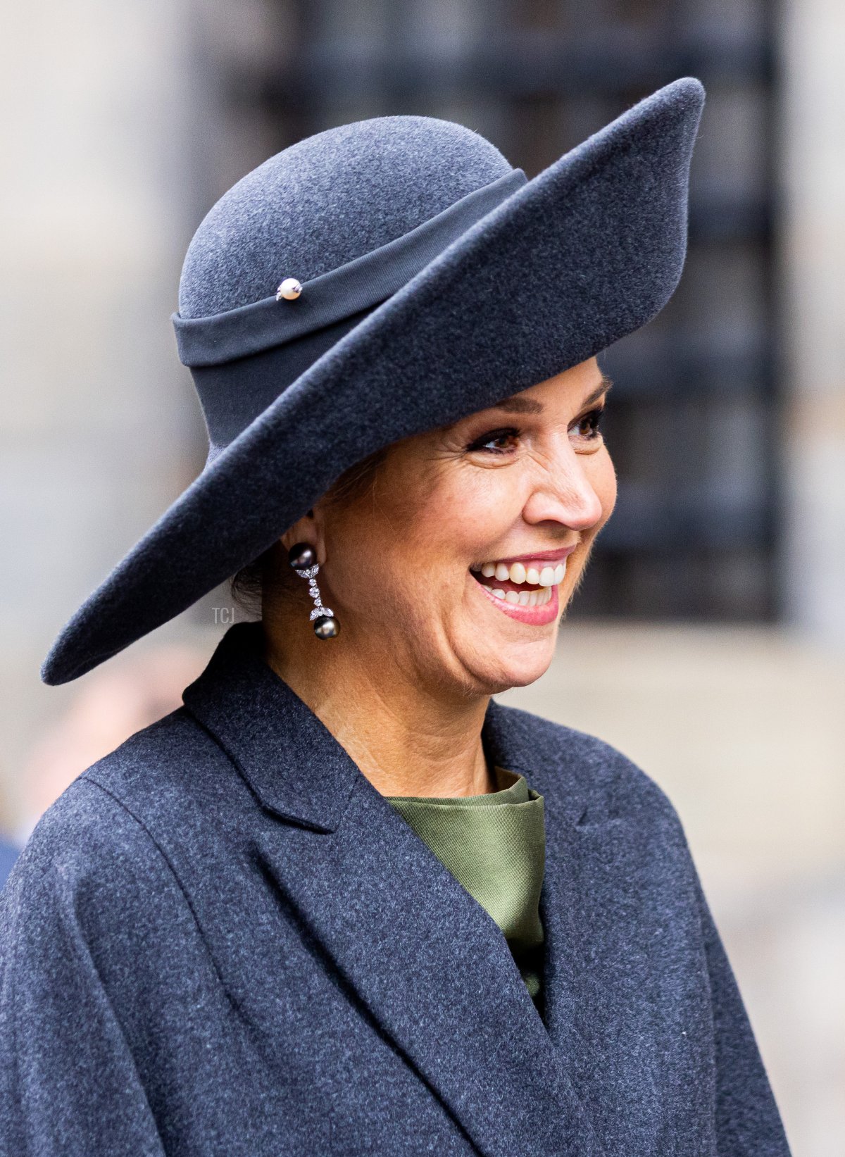 Queen Maxima of The Netherlands during the welcome ceremony for President Sergio Mattarella and his daughter Laura Mattarella at the Dam Square on November 9, 2022 in Amsterdam, Netherlands