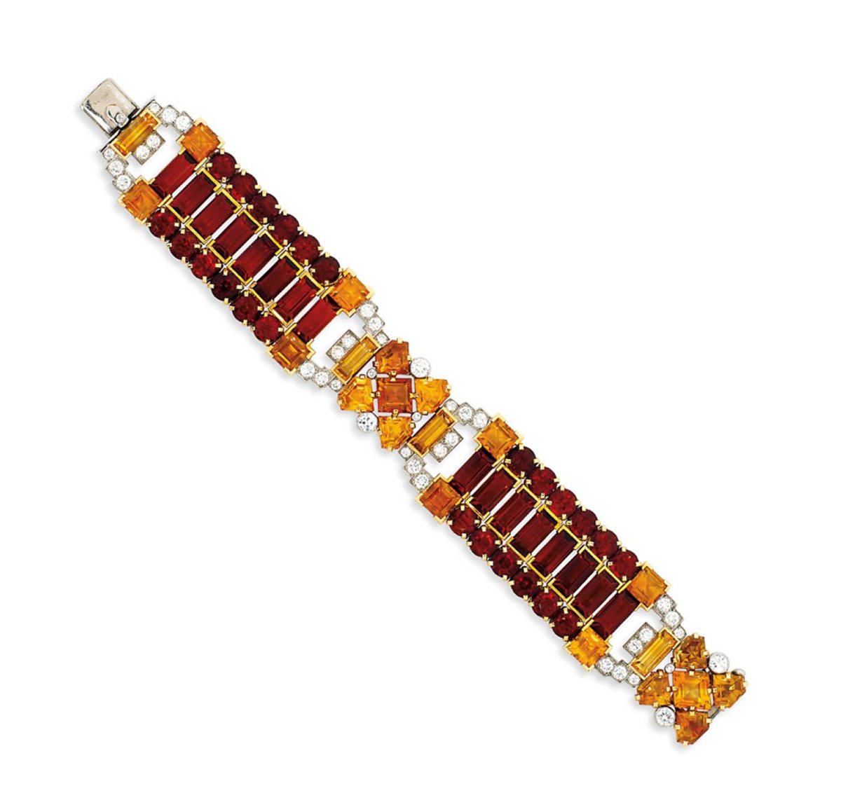 An Art Deco Citrine and Diamond Bracelet, by Cartier