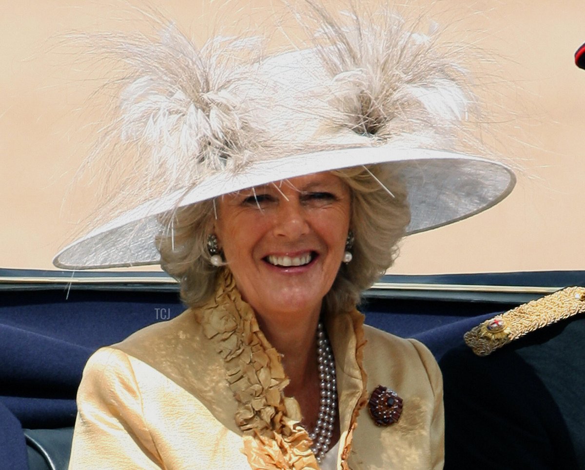 The Duchess of Cornwall (L) sits alongside her step son Prince William (R) in a carriage as they arrive for The Queen's Birthday Parade, "Trooping the Colour" at Horse Guards Parade in London 16 June 2007