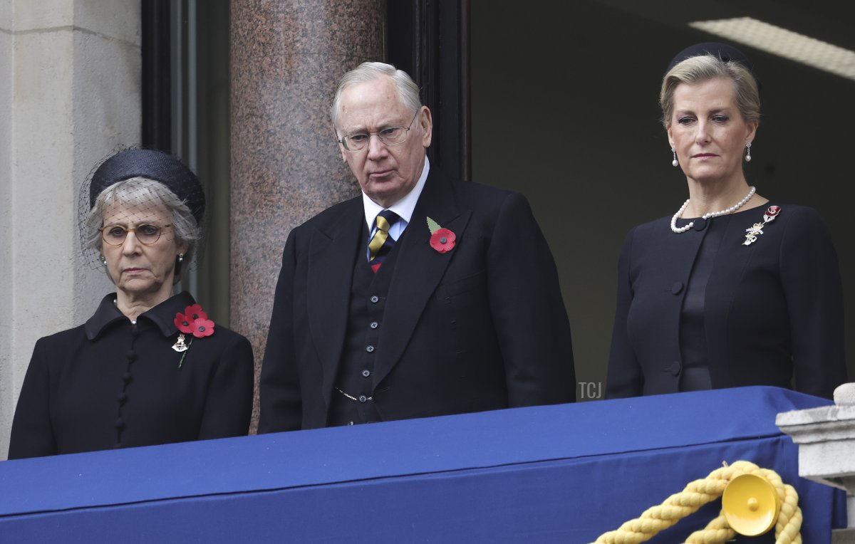 Birgitte, Duchess of Gloucester, Prince Richard, Duke of Gloucester, and Sophie, Countess of Wessex attend the National Service Of Remembrance at The Cenotaph on November 13, 2022 in London, England