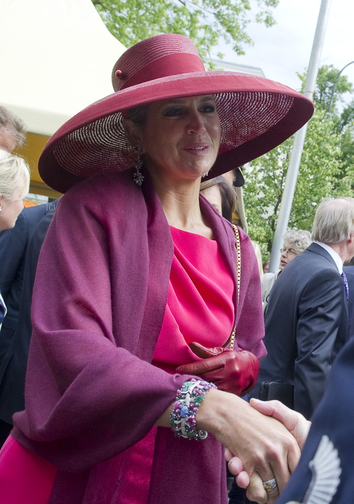 Queen Maxima of The Netherlands visits the monument of Polish World War II veteran General Stanislav Maczek as part of their trip to Poland on June 24, 2014 in Warsaw, Poland