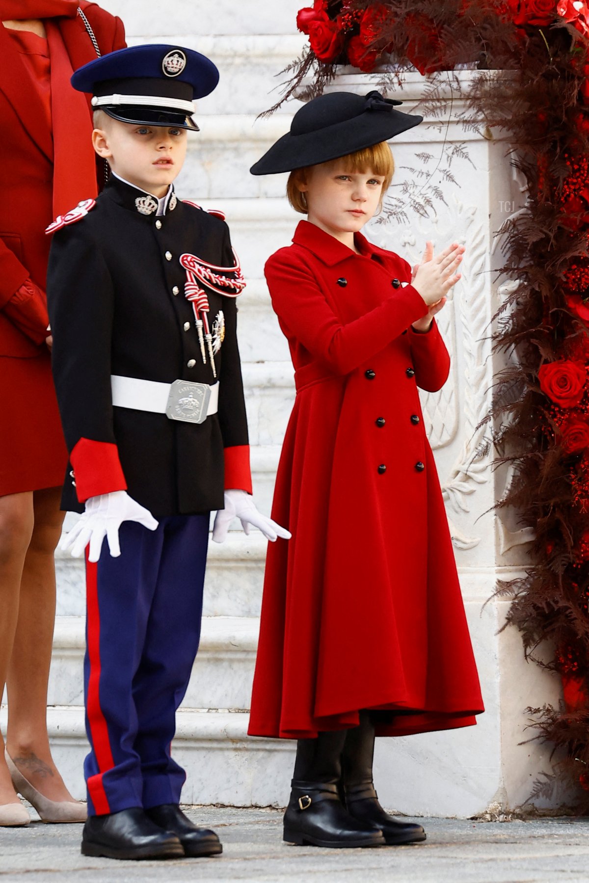 Prince Jacques and Princess Gabriella of Monaco attend celebrations as part of ceremonies marking the National Day at the Palace in Monaco on November 19, 2022