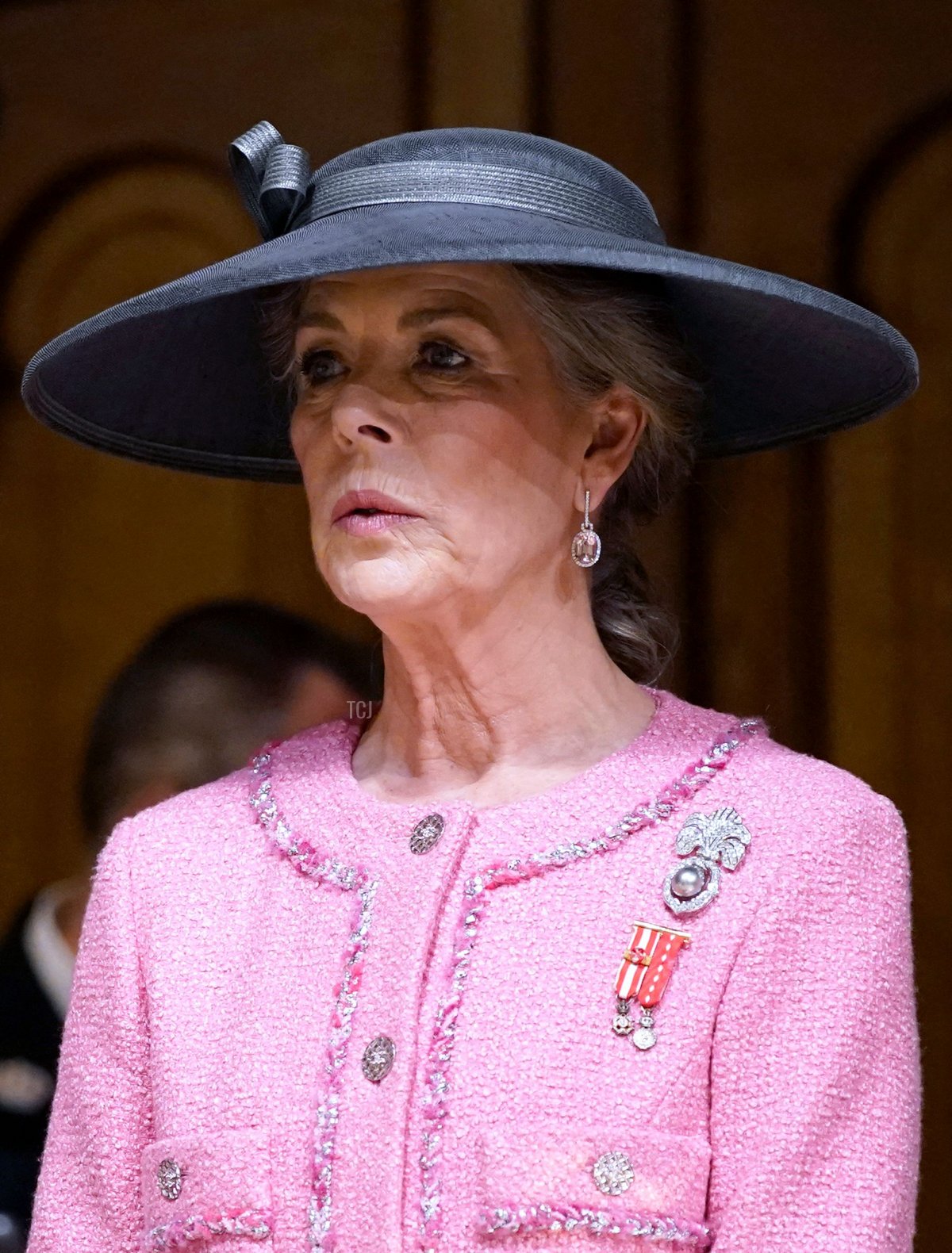 Princess Caroline of Hanover attends a mass ceremony at the Monaco cathedral as part of ceremonies marking the National Day in Monaco on November 19, 2022