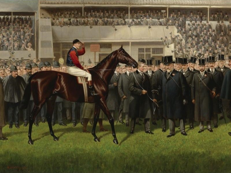 Alfred Charles Havell's portrait of Minoru at the Epsom Derby, 1909