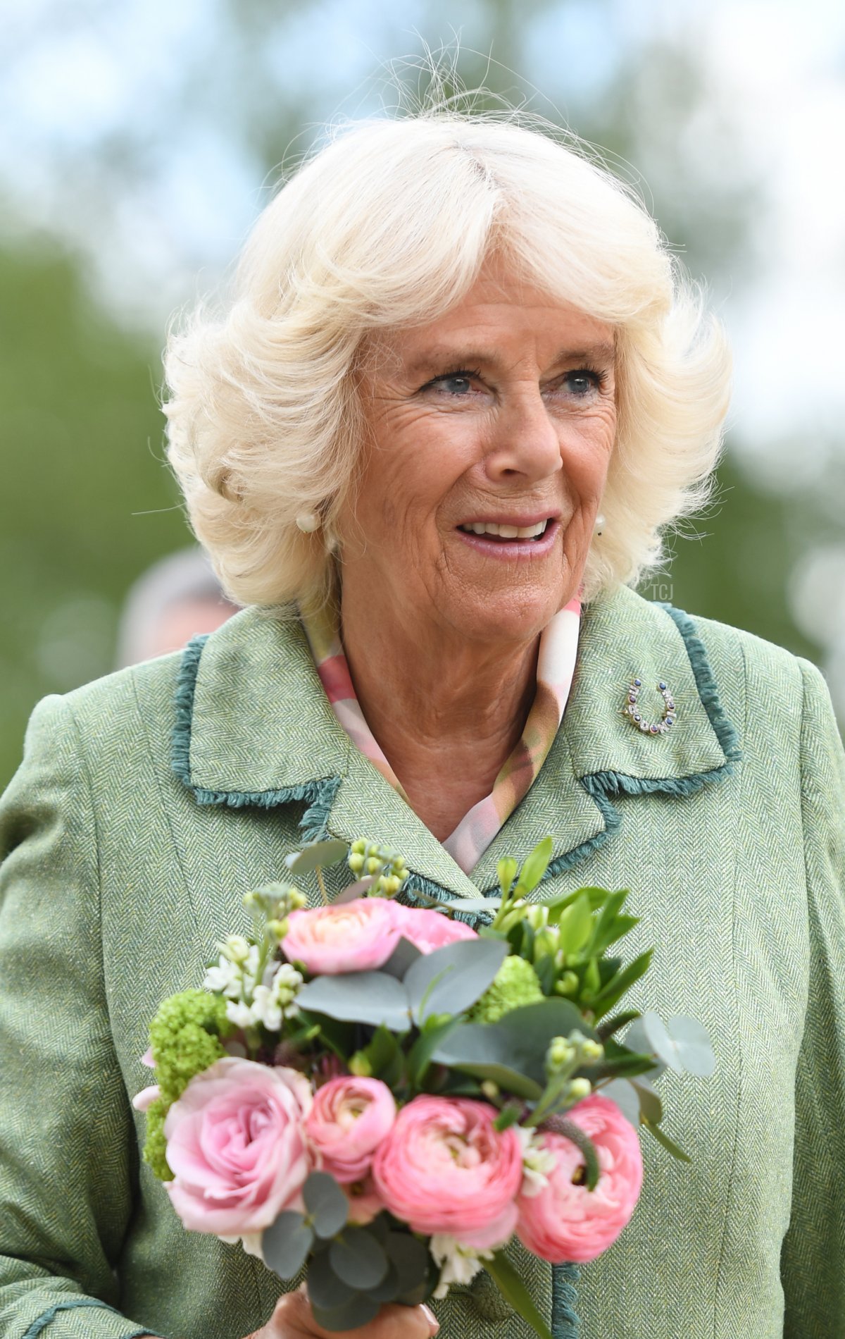 Camilla, Duchess of Cornwall during a visit to The National Stud on May 2, 2019 in Newmarket, England