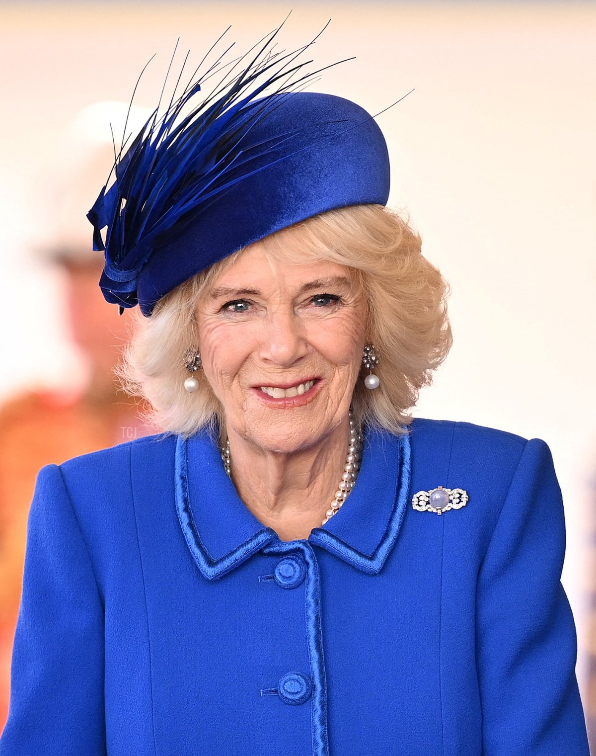 Britain's Camilla, Queen Consort arrives to attend the Ceremonial Welcome for South Africa's President, on Horse Guards Parade in London on November 22, 2022, at the start of the President's two-day state visit