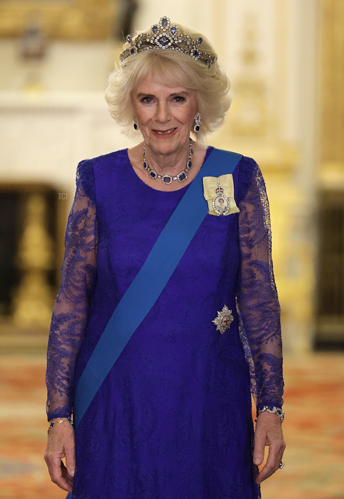 Camilla, Queen Consort during the State Banquet at Buckingham Palace on November 22, 2022 in London, England