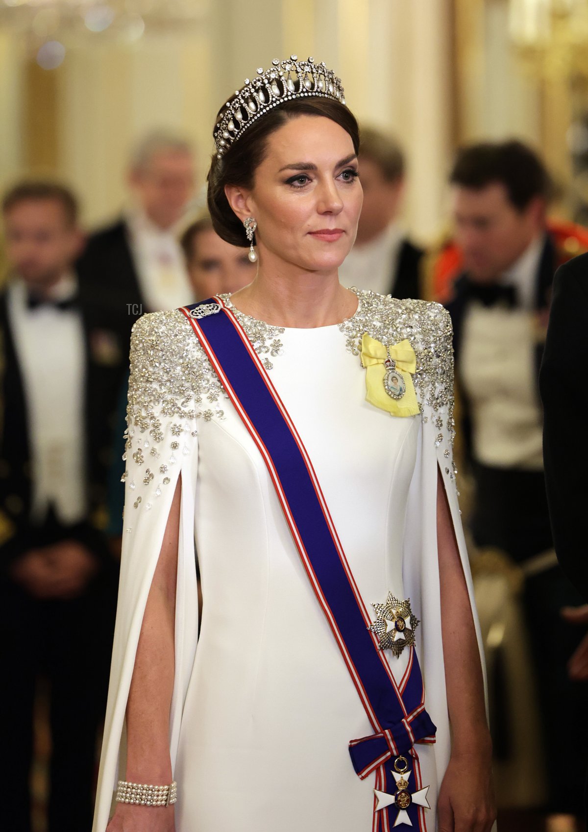 Catherine, Princess of Wales during the State Banquet at Buckingham Palace on November 22, 2022 in London, England