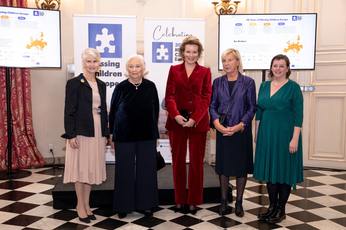 Queen Paola of Belgium and Queen Mathilde of Belgium pictured during an award ceremony and gala dinner on the occasion of the 20th anniversary of Missing Children Europe in Brussels, Tuesday 15 November 2022