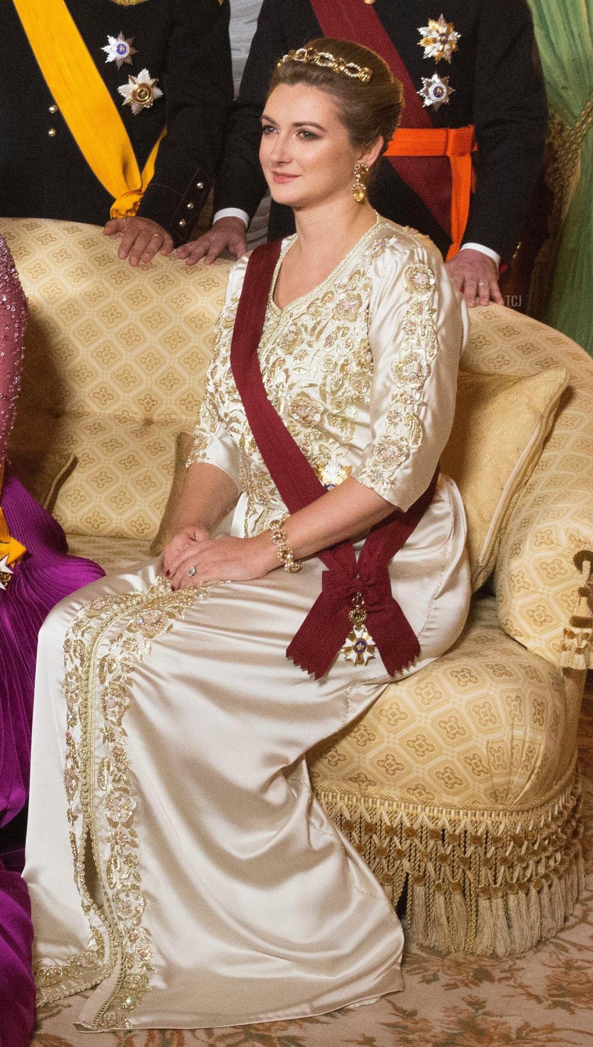 Princess Stephanie, Grand Duchess Hereditary of Luxembourg at the Palais Grand-Ducal in Luxembourg, on October 15, 2019, for the official photo before the state banquet at the 1st of a 3 days State visit from Belgium to Luxembourg