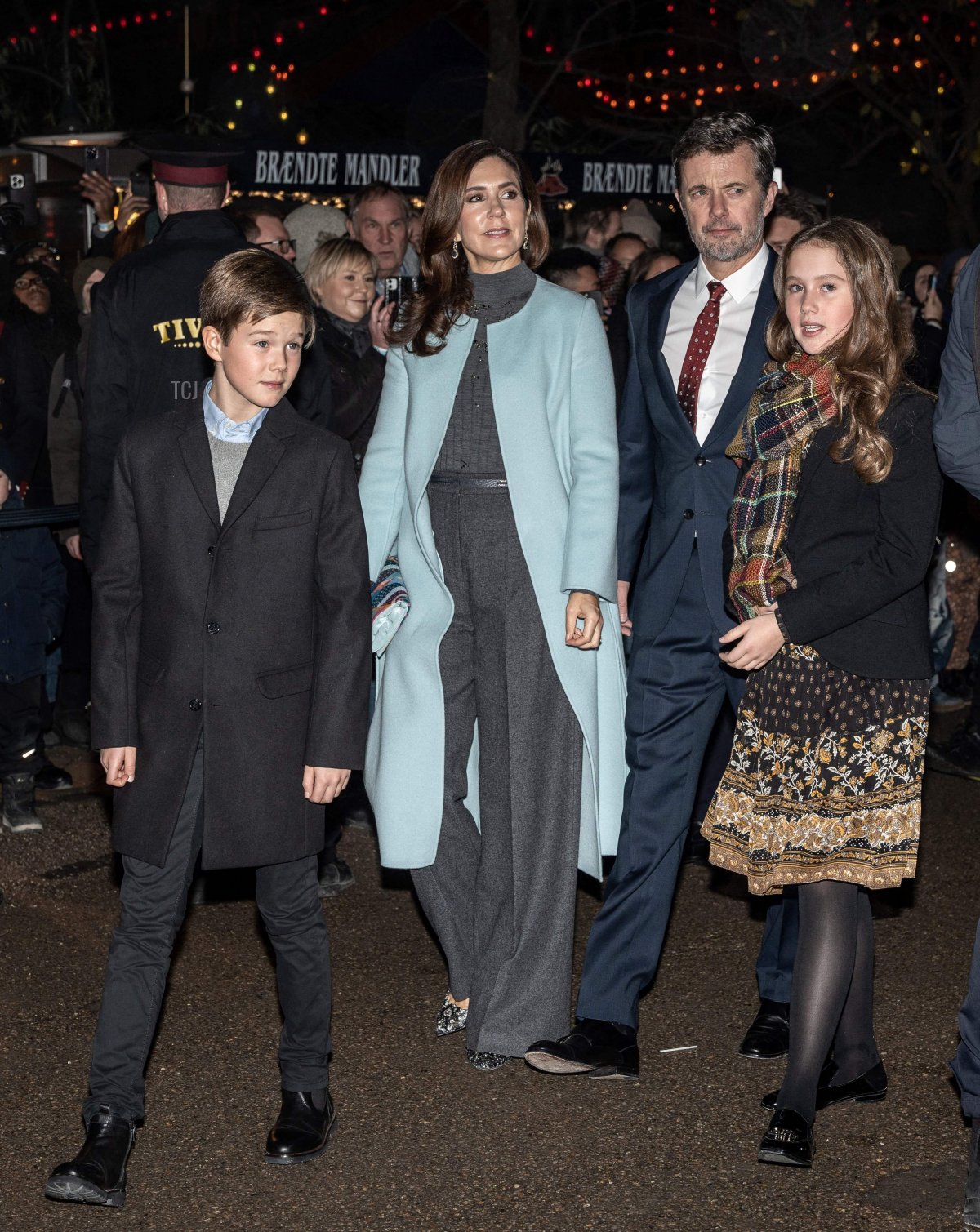 Denmark's Crown Prince Frederik and Denmark's Crown Princess Mary with children Prince Vincent and Princess Josephine arrive at the premier of the ballet 'The Nutcracker' at Tivoli's Concert Hall in Copenhagen, on November 26, 2022