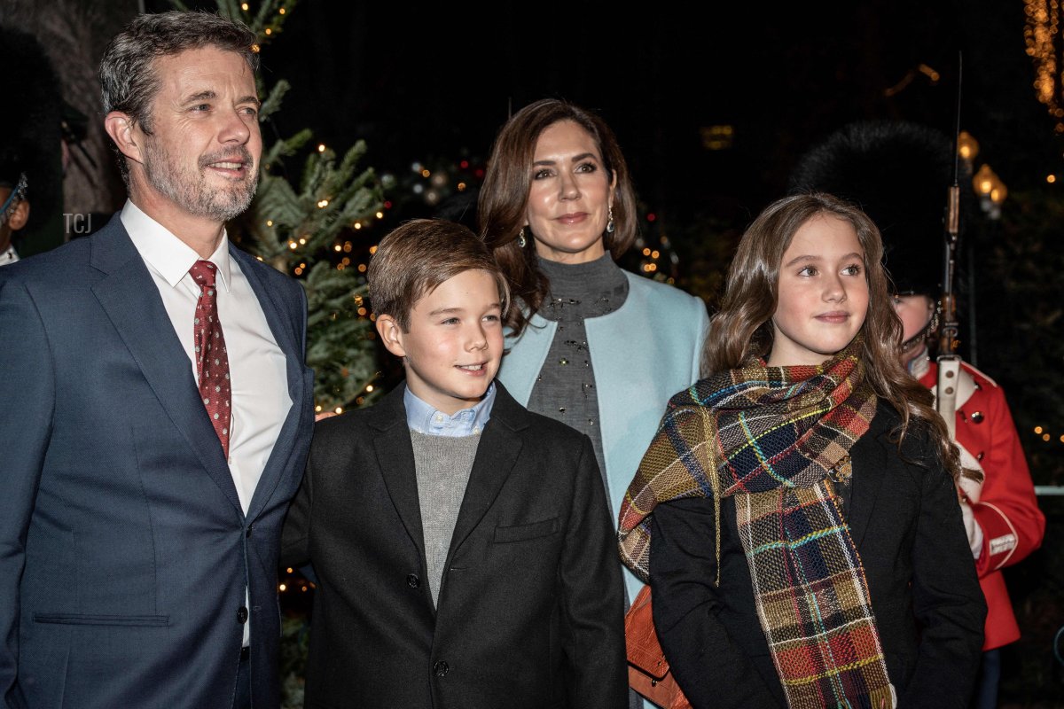Denmark's Crown Prince Frederik and Denmark's Crown Princess Mary with children Prince Vincent and Princess Josephine arrive at the premier of the ballet 'The Nutcracker' at Tivoli's Concert Hall in Copenhagen, on November 26, 2022