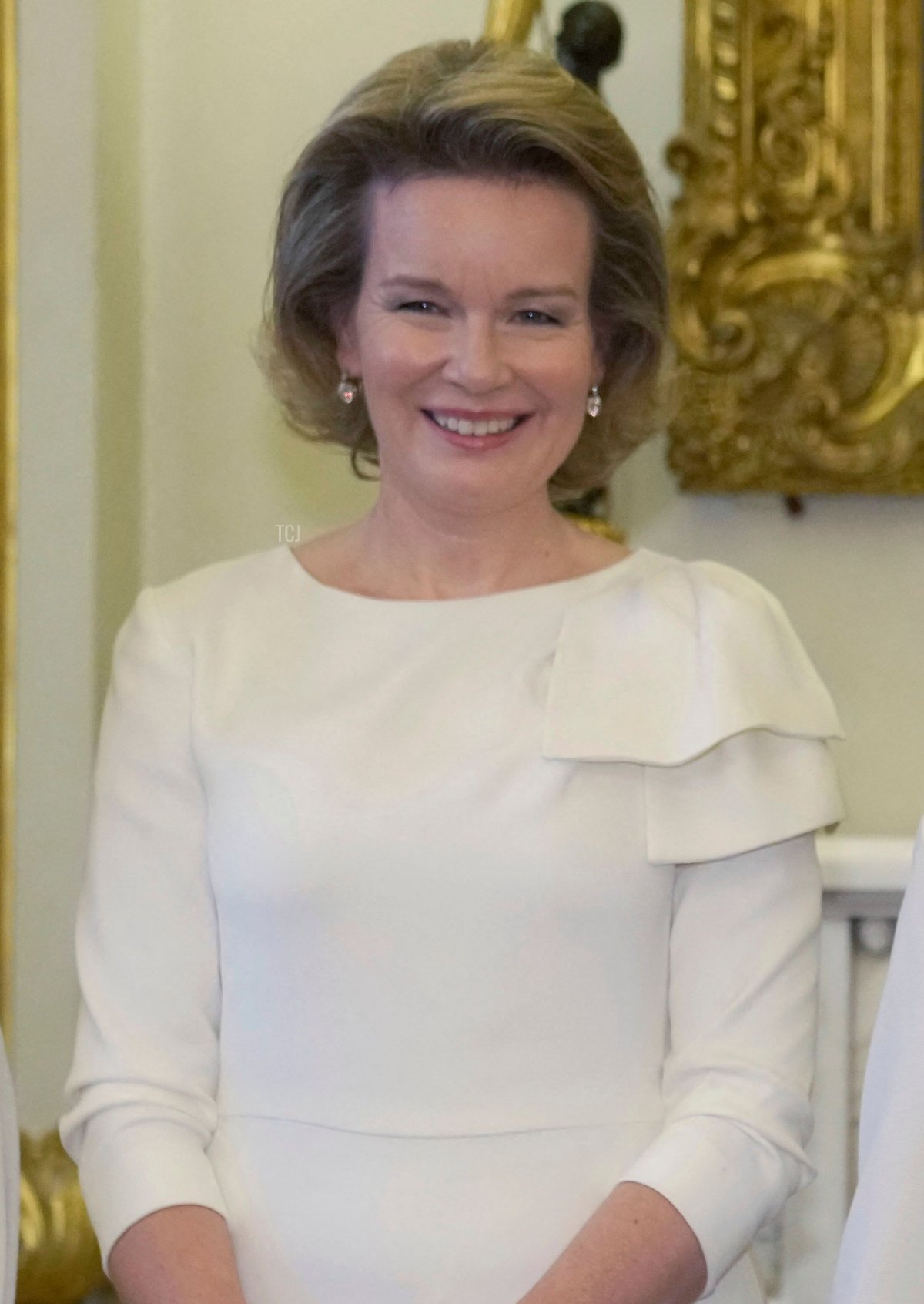 Queen Mathilde of the Belgians attends a reception to raise awareness of violence against women and girls as part of the UN 16 days of Activism against Gender-Based Violence, in Buckingham Palace on November 29, 2022 in London, England