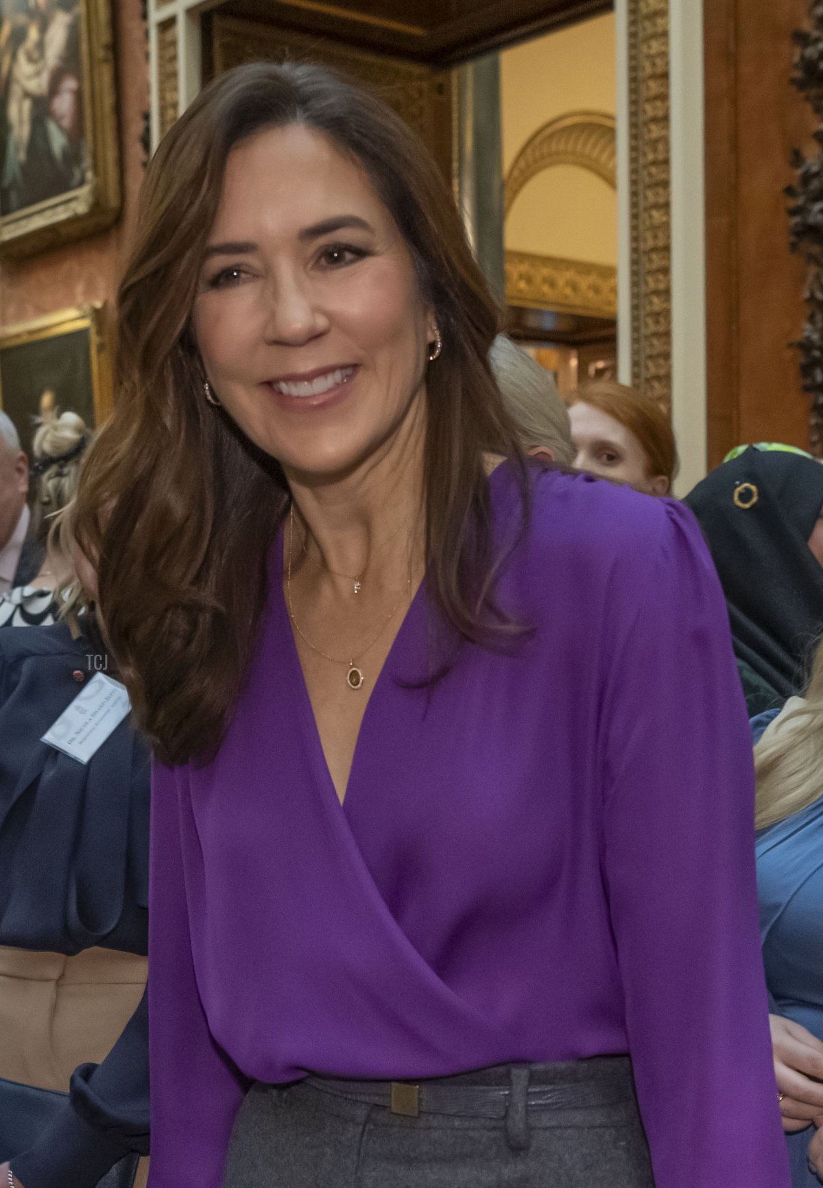 Crown Princess Mary of Denmark attends a reception to raise awareness of violence against women and girls as part of the UN 16 days of Activism against Gender-Based Violence, in Buckingham Palace on November 29, 2022 in London, England