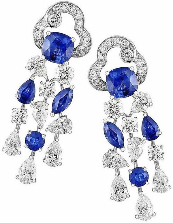 Sapphire and Diamond Chandelier Earrings