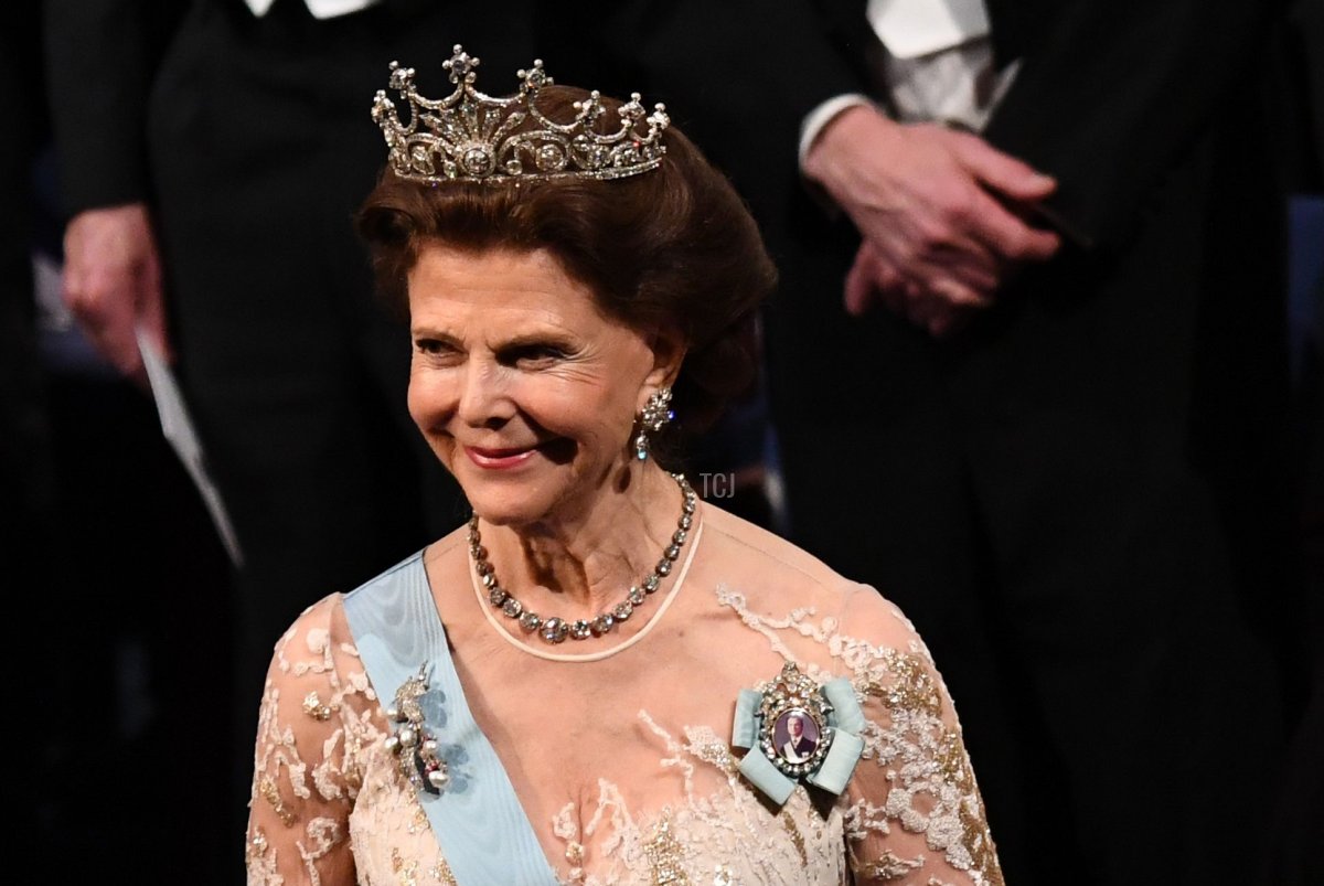 Queen Silvia of Sweden attends the Nobel Prize Awards Ceremony at Concert Hall on December 10, 2019 in Stockholm, Sweden