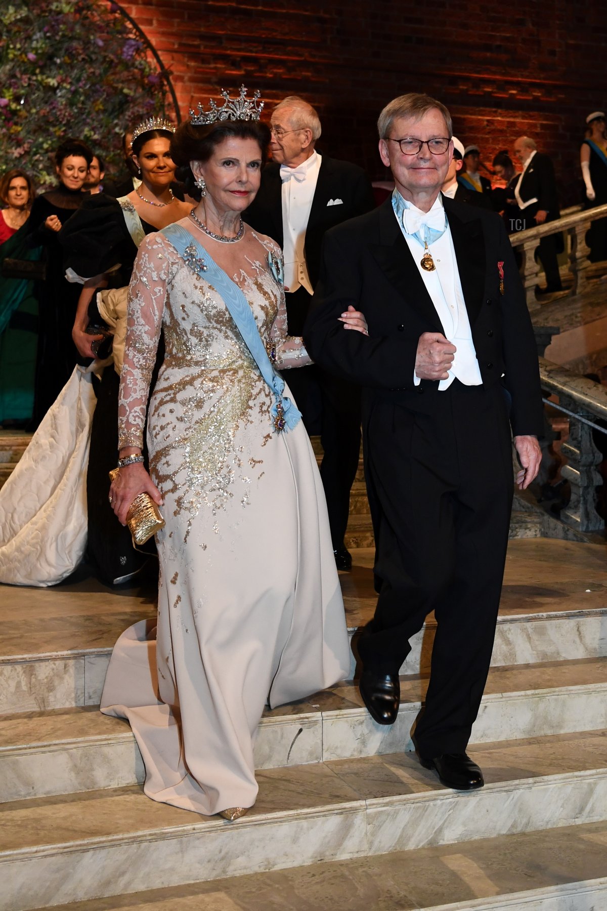 Queen Silvia of Sweden attends the Nobel Prize Banquet 2018 at City Hall on December 10, 2019 in Stockholm, Sweden