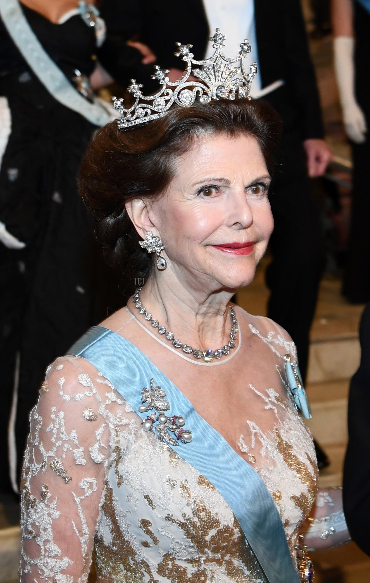 Queen Silvia of Sweden attends the Nobel Prize Banquet 2018 at City Hall on December 10, 2019 in Stockholm, Sweden