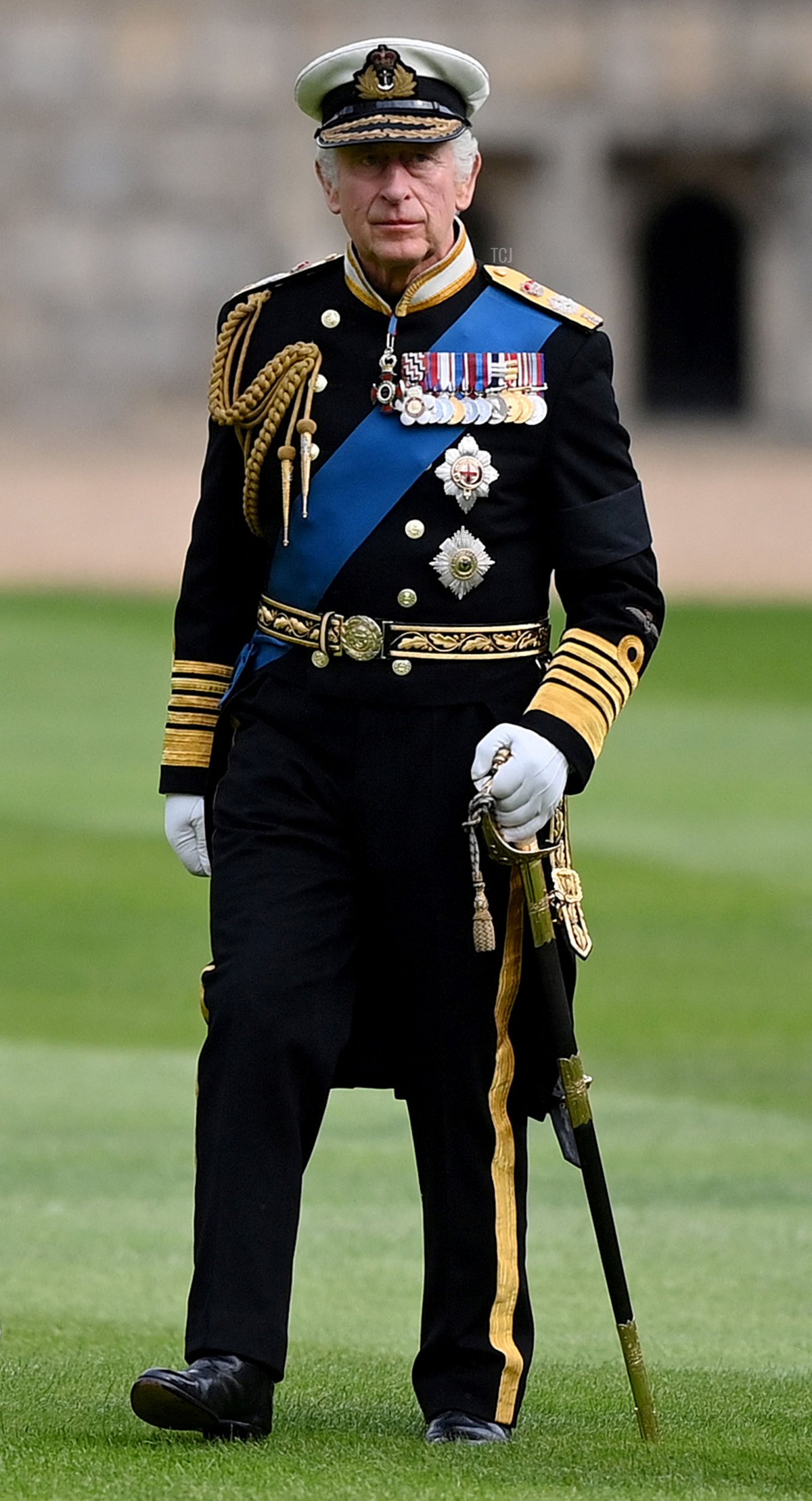 Britain's King Charles III arrives at St George's Chapel inside Windsor Castle on September 19, 2022, ahead of the Committal Service for Britain's Queen Elizabeth II