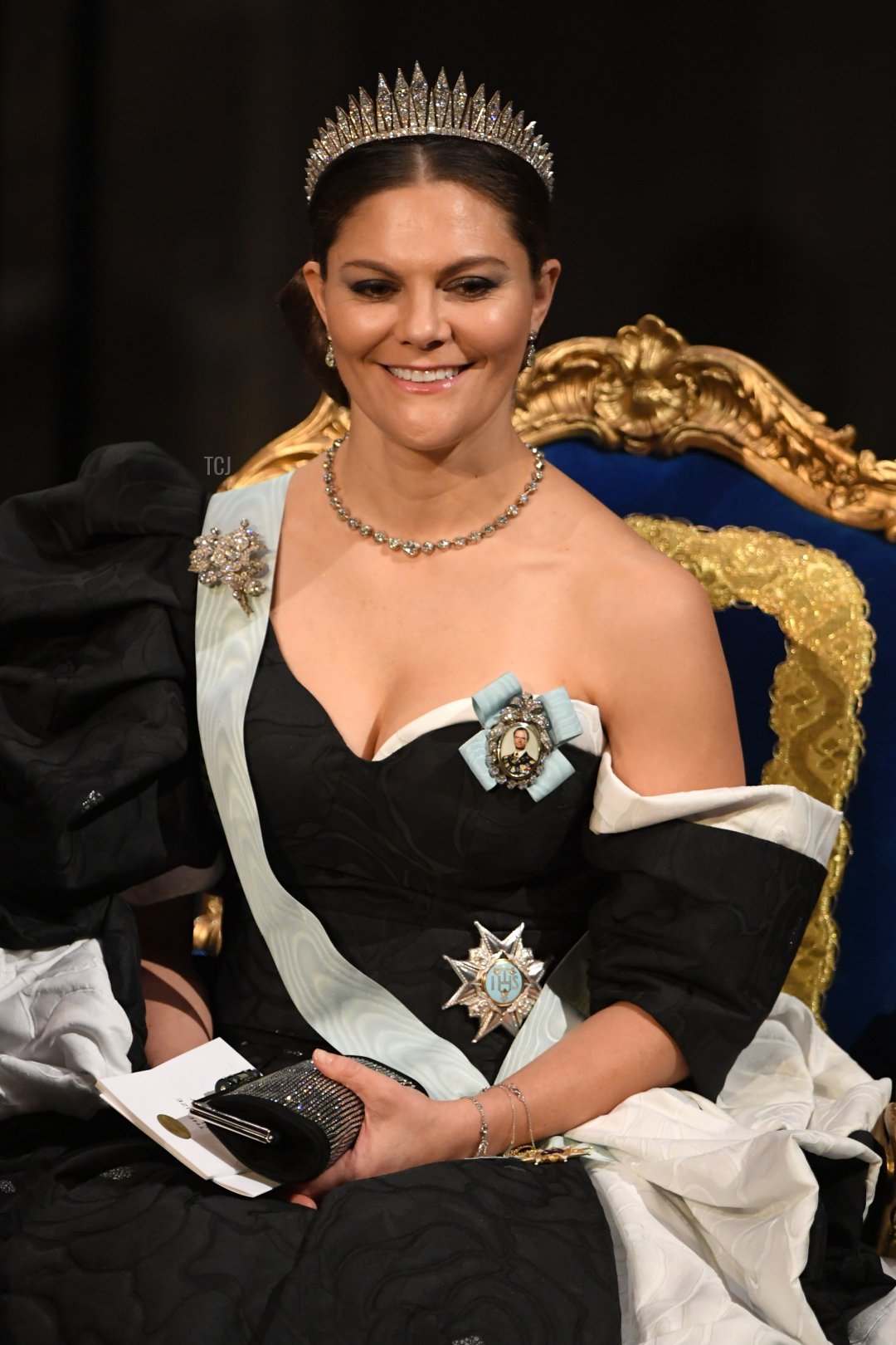 Crown Princess Victoria of Sweden attends the Nobel Prize Awards Ceremony at Concert Hall on December 10, 2019 in Stockholm, Sweden