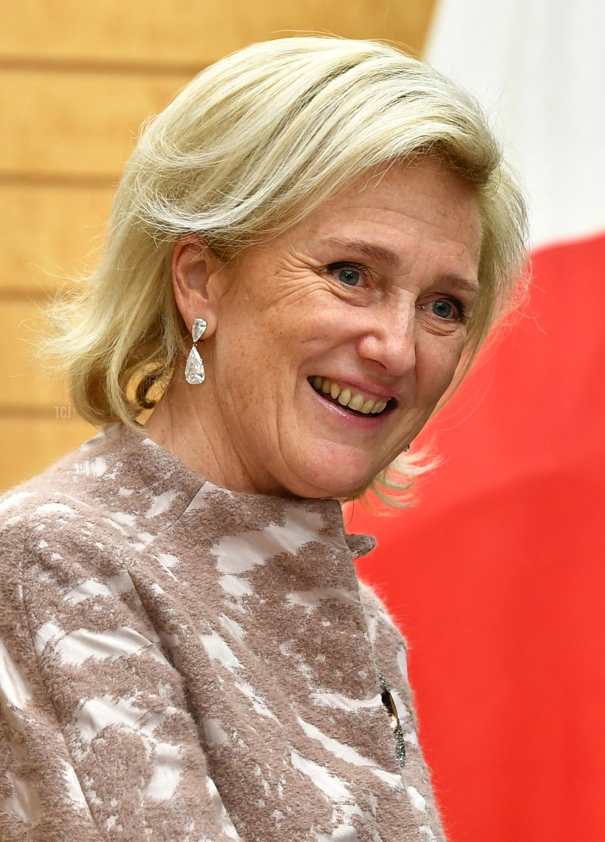 Japan's Prime Minister Fumio Kishida (R) welcomes Princess Astrid of Belgium (L) at the start of their meeting at the prime minister's official residence in Tokyo on December 5, 2022