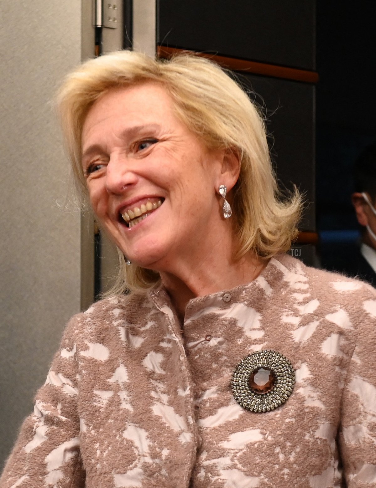Japan's Prime Minister Fumio Kishida (L) welcomes Princess Astrid of Belgium (R) ahead of the start of their meeting at the prime minister's official residence in Tokyo on December 5, 2022