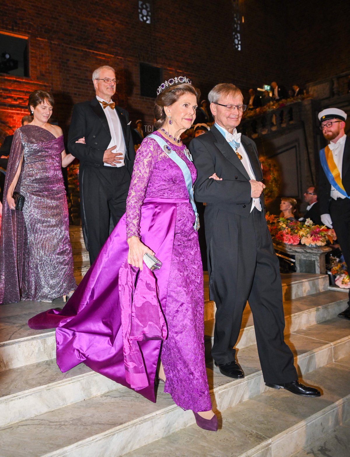 Queen Silvia of Sweden attends the Nobel Prize Banquet 2022 at Stockholm City Hall on December 10, 2022 in Stockholm, Sweden
