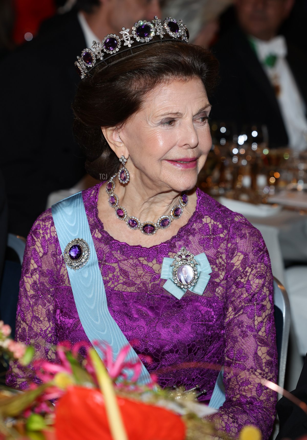 Queen Silvia of Sweden attends the Nobel Prize Banquet 2022 at Stockholm City Hall on December 10, 2022 in Stockholm, Sweden