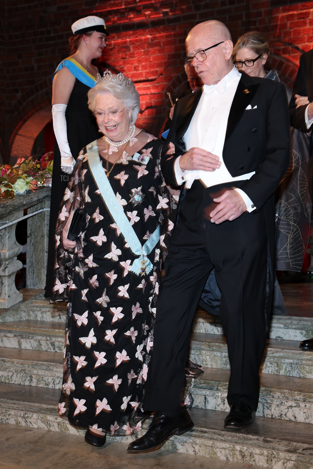 Princess Christina, Mrs. Magnuson and K. Barry Sharpless attend the Nobel Prize Banquet 2022 at Stockholm City Hall on December 10, 2022 in Stockholm, Sweden
