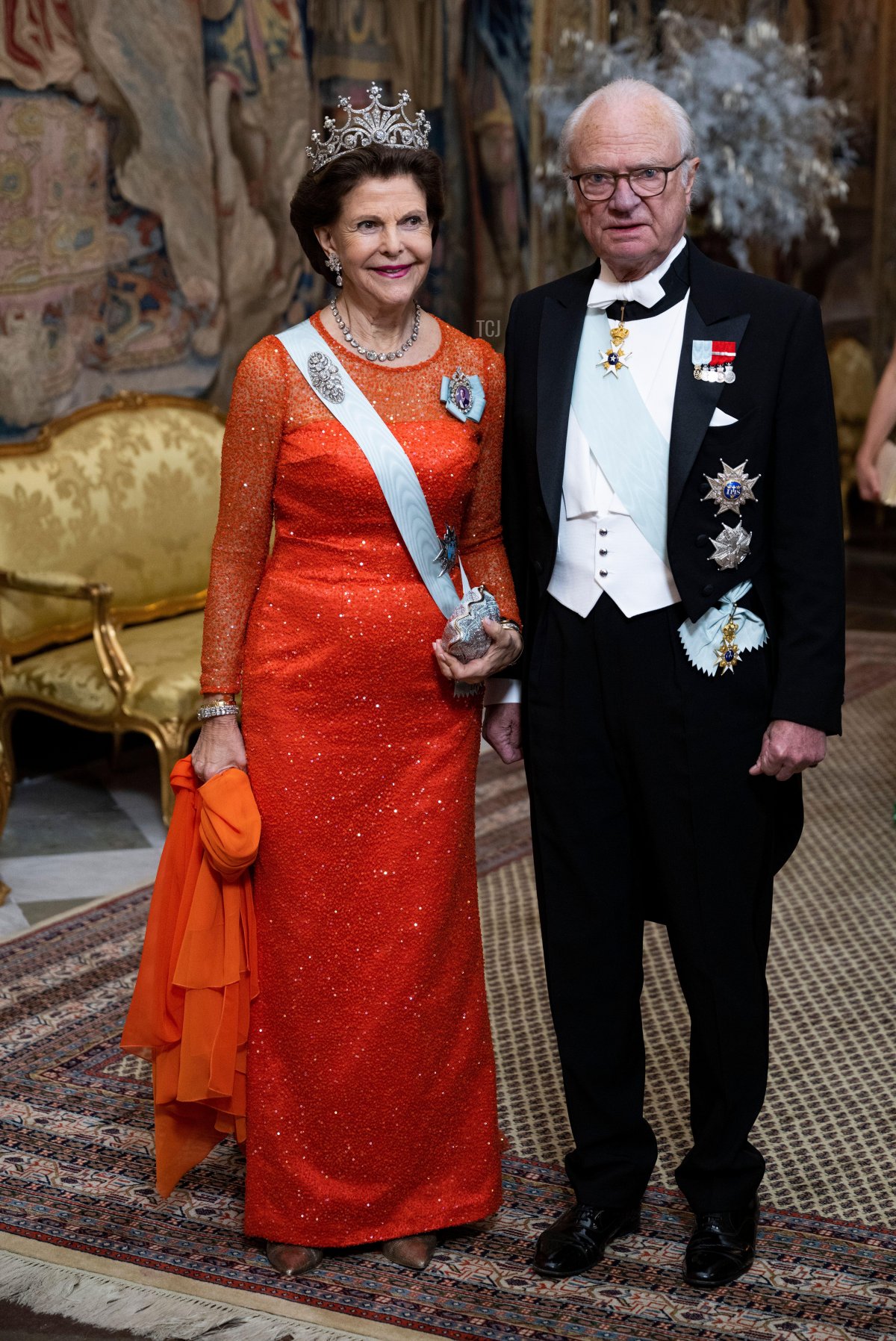 Queen Silvia and King Carl Gustaf attend the King's dinner for the Nobel laureates at the Royal Palace in Stockholm, Sweden, 11 December 2022