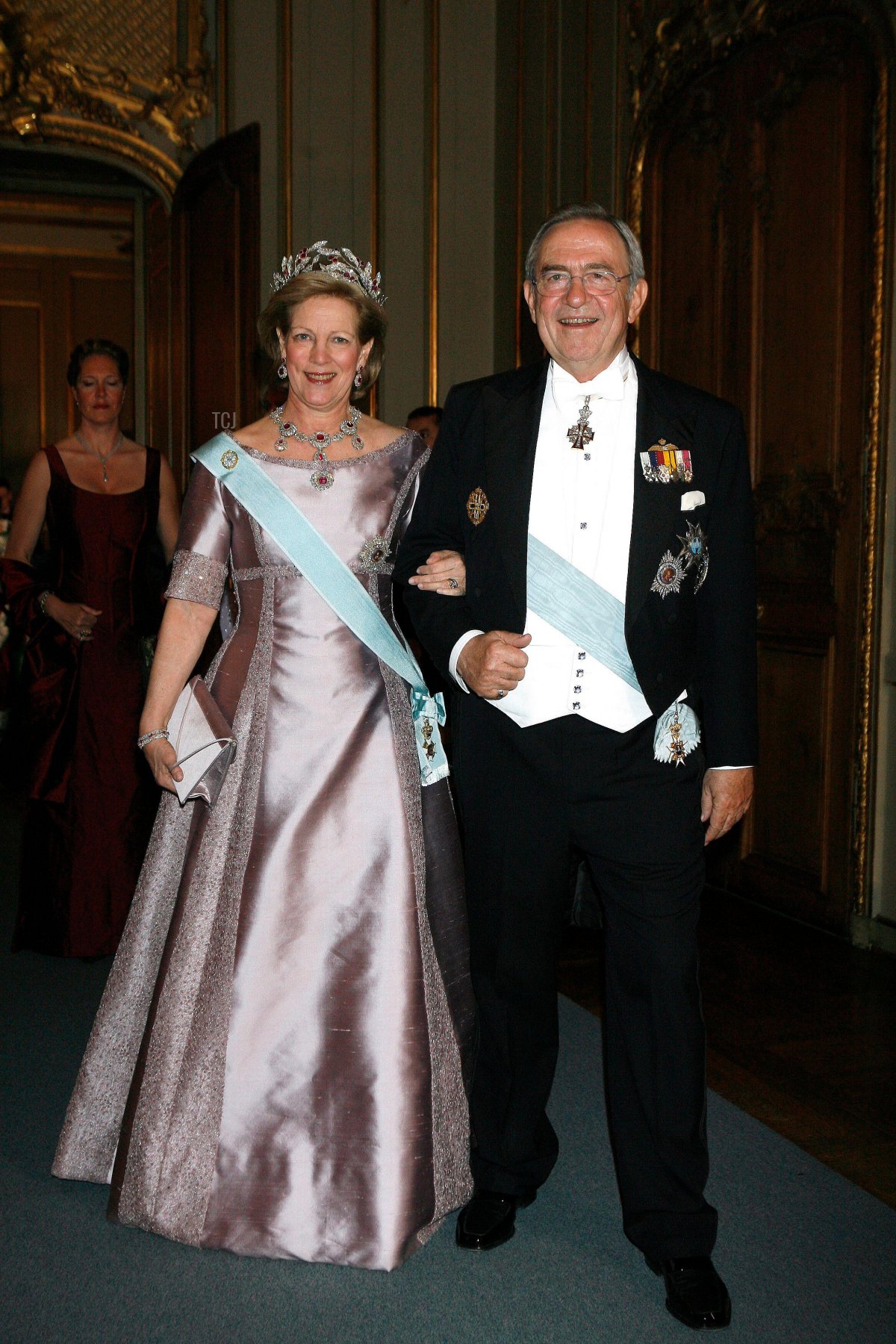 King Constantine and Queen Anne-Marie of Greece arrive for the a concert given at Stockholm Palace today as a part of the 60th birthday of King Carl XVI Gustaf of Sweden in Stockholm on April 30, 2006