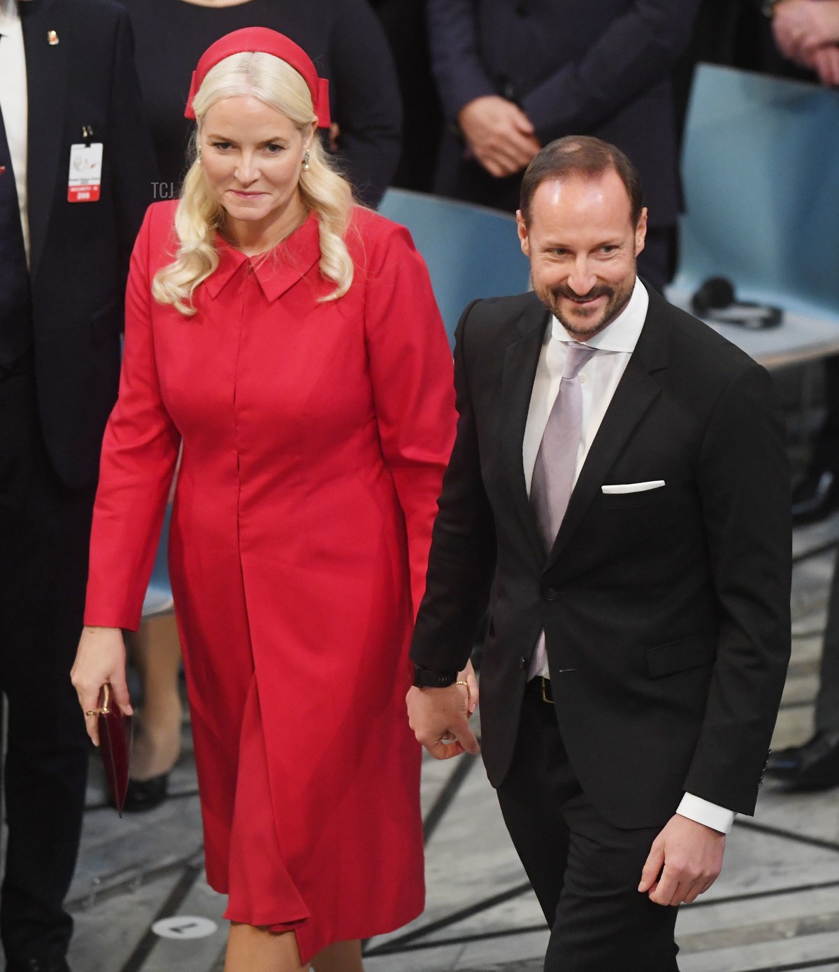 Crown Prince Haakon and Crown Princess Mette-Marit attend the Nobel Peace Prize Ceremony 2022 at the City Hall on December 10, 2022 in Oslo, Norway