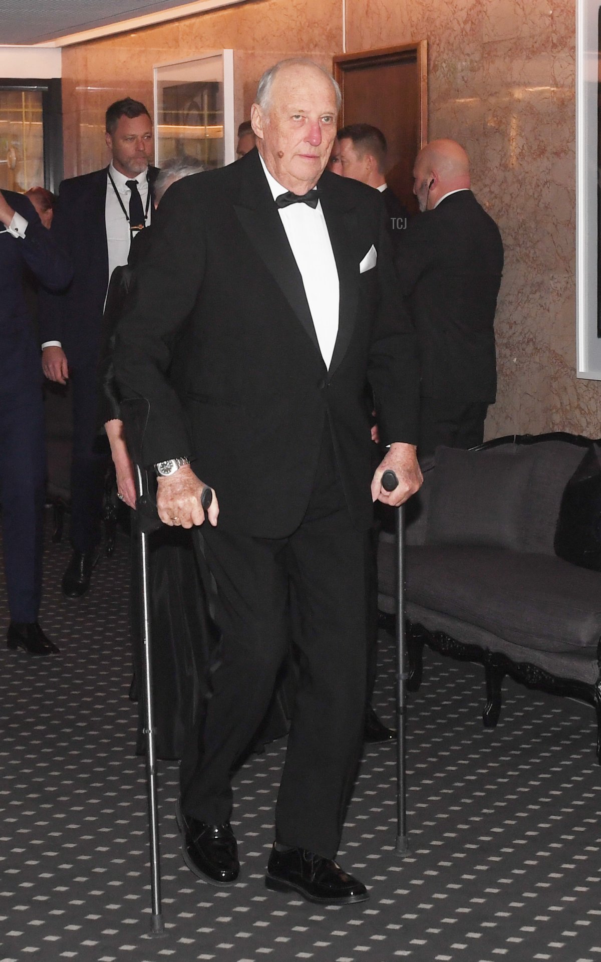 Norwegian King Harald attends the Nobel Peace Prize Banquet 2022 at the Grand Hotel on December 10, 2022 in Oslo, Norway