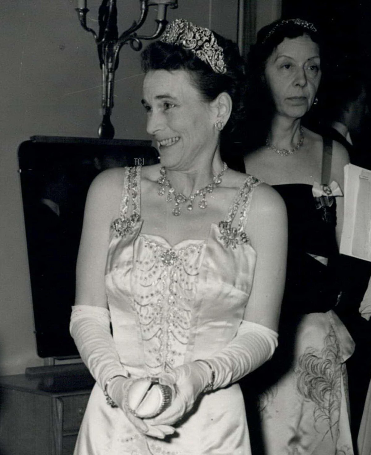 The Duchess of Gloucester at the Dorchester Hotel Fashion Show, November 1955