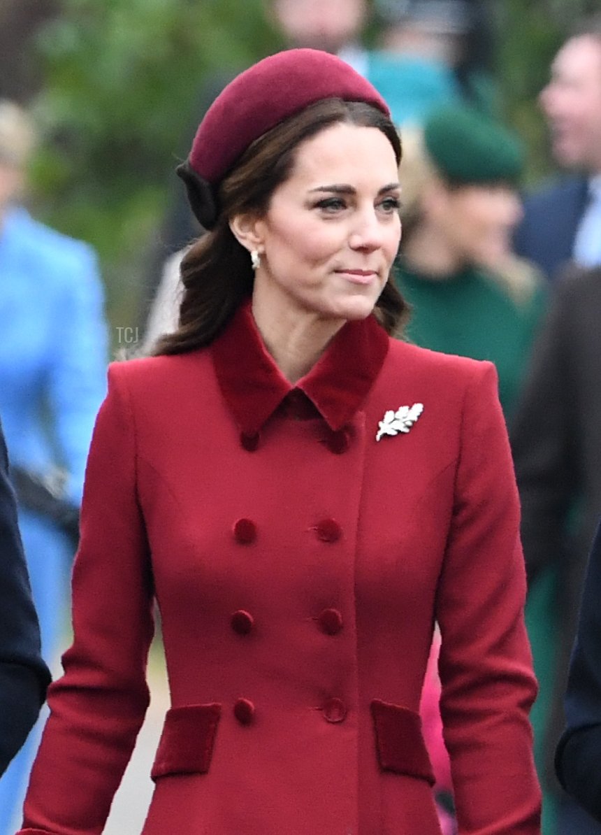 Britain's Catherine, Duchess of Cambridge arrives for the Royal Family's traditional Christmas Day service at St Mary Magdalene Church in Sandringham, Norfolk, eastern England, on December 25, 2018