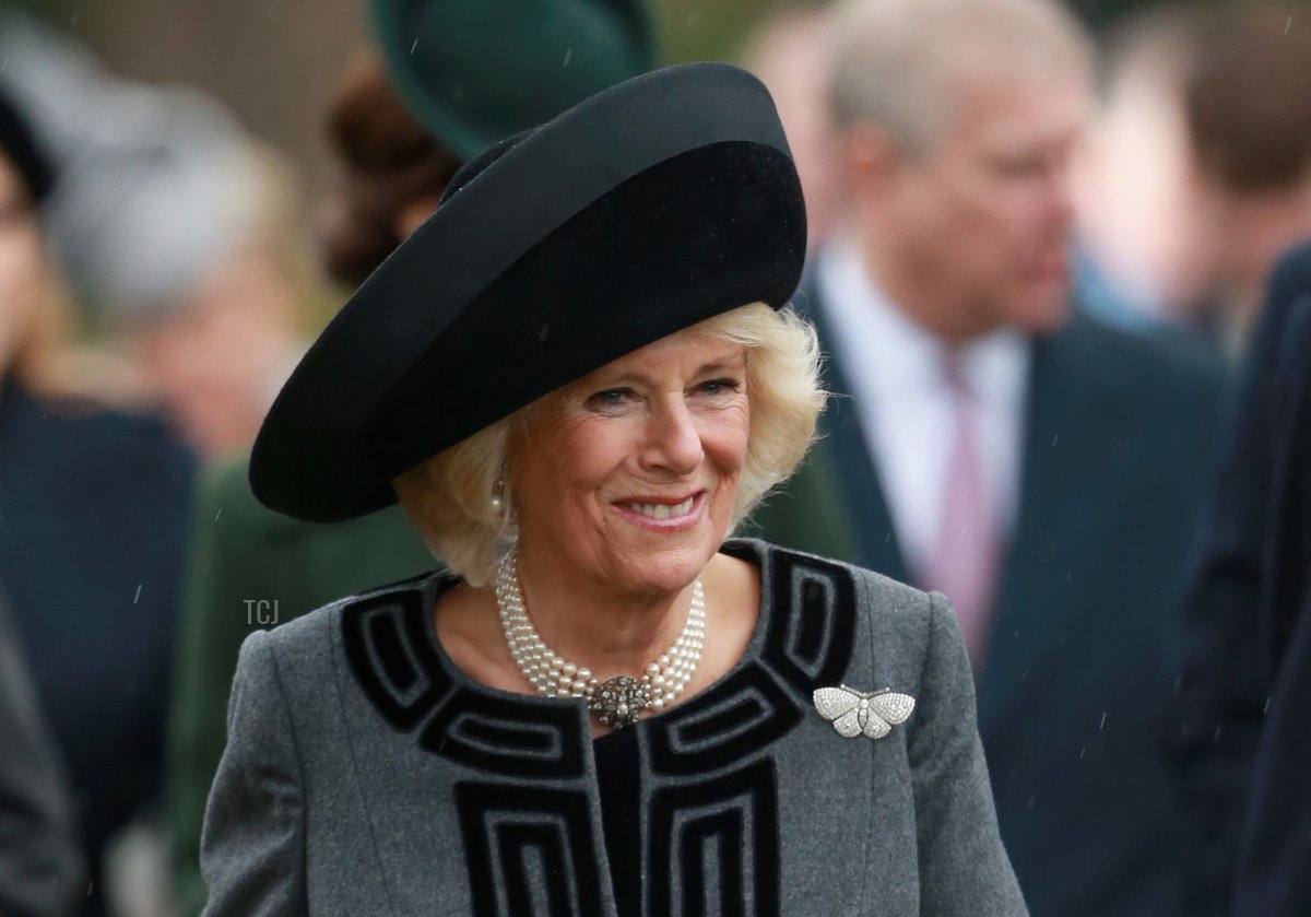 Camilla, Duchess of Cornwall attends a Christmas Day church service at Sandringham on December 25, 2015 in King's Lynn, England