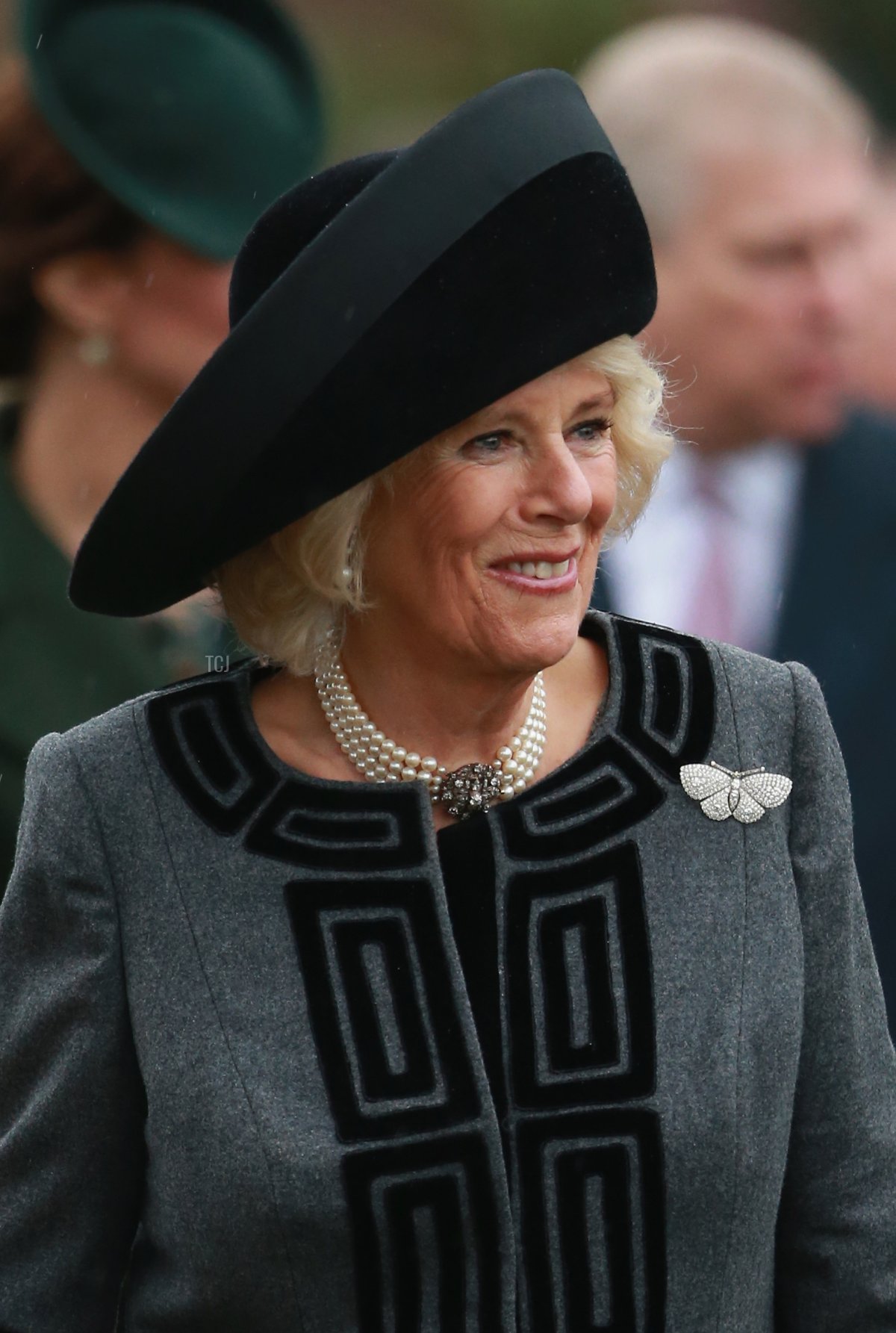Camilla, Duchess of Cornwall attends a Christmas Day church service at Sandringham on December 25, 2015 in King's Lynn, England