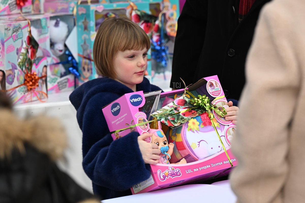 Princess Gabriella of Monaco attends the Christmas Tree at Monaco Palace on December 14, 2022 in Monaco