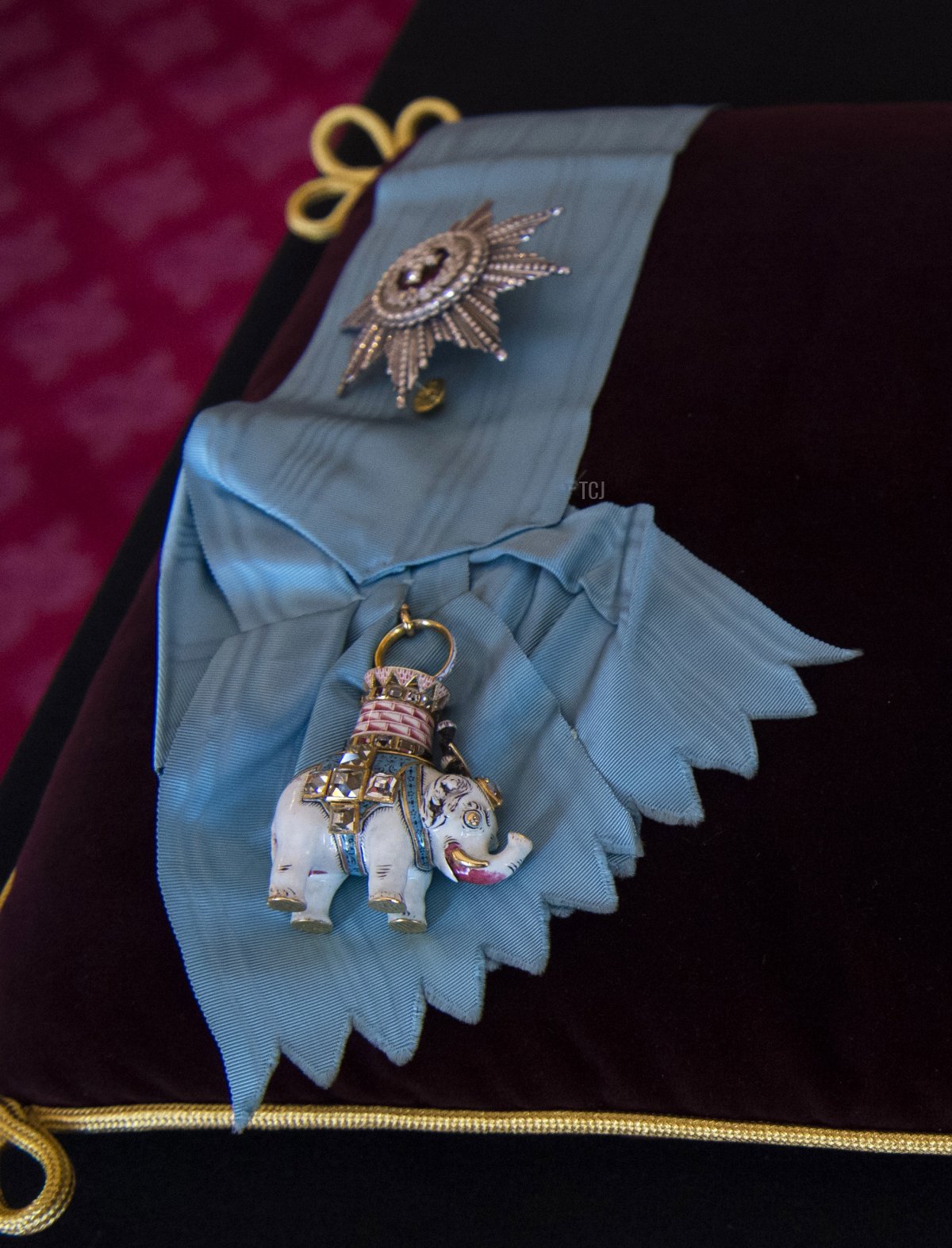 The Order of the Elephant insignia belonging to the late Duke of Edinburgh is displayed on a cushion for his funeral at St. George's Chapel, Windsor, April 2021 (Kirsty O'Connor - WPA Pool/Getty Images)
