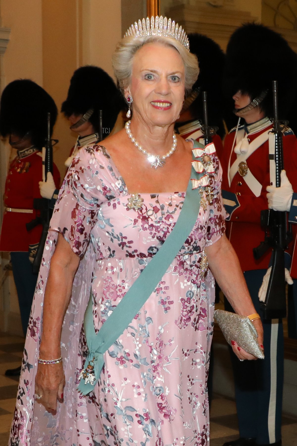 Princess Benedikte of Denmark arrives for the French state dinner at Christiansborg Palace in Copenhagen on August 28, 2018 (LUDOVIC MARIN/AFP via Getty Images)