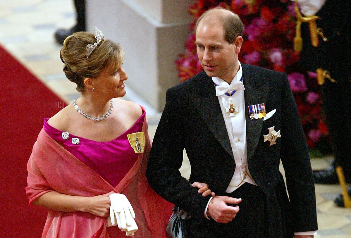 Britain's Prince Edward and Sophie, Countess of Wessex attend the wedding of Danish Crown Prince Frederik and Miss Mary Elizabeth Donaldson at Copenhagen Cathedral on May 14, 2004 in Copenhagen, Denmark (Sean Gallup/Getty Images)