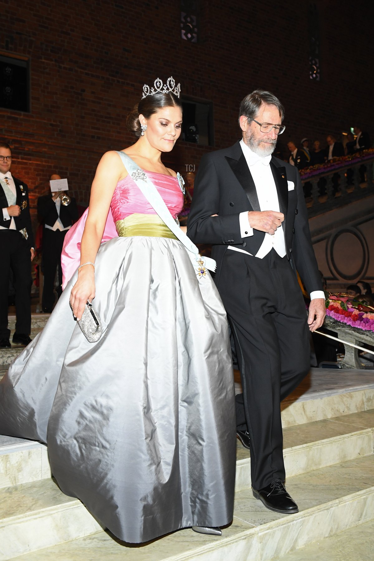 Crown Princess Victoria of Sweden and George P. Smith, laureate of the Nobel Prize in Chemistry attend the Nobel Prize Banquet 2018 at City Hall on December 10, 2018 in Stockholm, Sweden (Pascal Le Segretain/Getty Images)